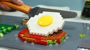 'Eating Lego Fried Egg in Real Life | Teppanyaki Japanese Food - Stop Motion Cooking ＆ ASMR'