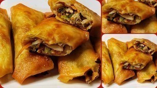 'Chicken & vegetable Spring Rolls Recipe by Parveen\'s Kitchen ❤Mumbai Street food recipe'