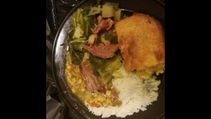 'Soul Food Dinner #2 Turnip Greens, Cabbage and Cornbread'