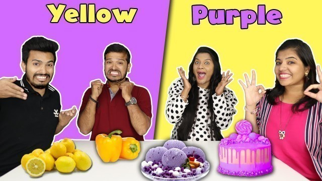 'Yellow Vs Purple Food Eating Challenge | Yellow Vs Purple Food Eating Competition | Hungry Birds'