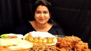 'FULL CHICKEN CURRY | mutton dabba curry | egg curry | puri | food eating | CHERRY SATHAKSHI |'