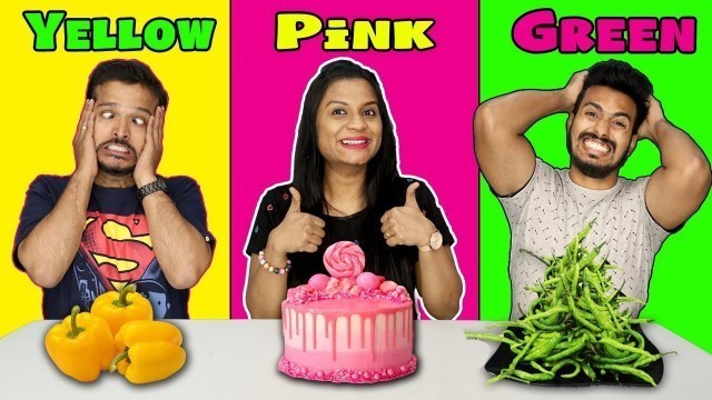 'Pink ,Yellow,Green Food Eating Challenge |ONE COLOR FOOD Eating Competition'