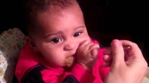 'Preston 1st time eating food- 6mo'