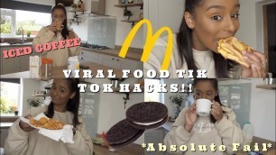 'TRYING VIRAL FOOD TIK TOK HACKS!! *ABSOLUTE FAIL* MCDONALDS CHEESE BITES, ICE COFFEE, OREO CAKE MUG'