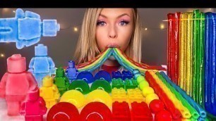 'ASMR *RAINBOW FOOD* LEGO BLOCK JELLY, NIK-L-NIP LEGO MAN, SOUR CANDY, JELLY NOODLES, MUKBANG 먹방'