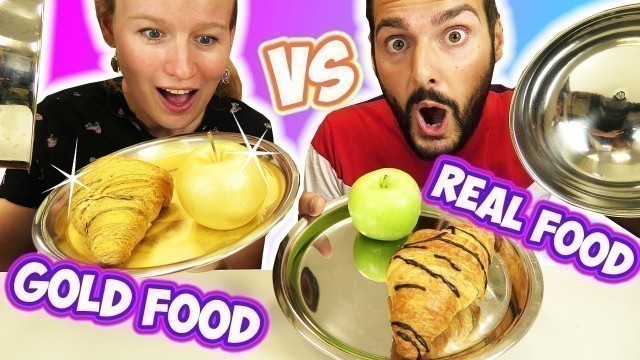 'REAL FOOD vs GOLD FOOD Challenge Kathi vs Kaan im teuersten Essen-Duell! Echtes gegen Goldenes Essen'