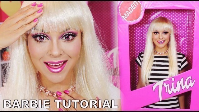 'Barbie Makeup Tutorial | Halloween Barbie Box Costume - TrinaDuhra'