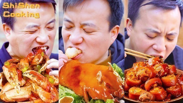 'Crispy Roast Pig Mukbang! Eat Spicy Chili Crab Feet | Chinese Food Eating Show | Funny Mukbang ASMR'