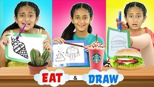 'Eat and Draw Challenge | 24 HOURS Food Challenge | MyMissAnand'