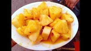 'Pineapple Cutting Slicing and Removing The Eyes | Street Food Cart'