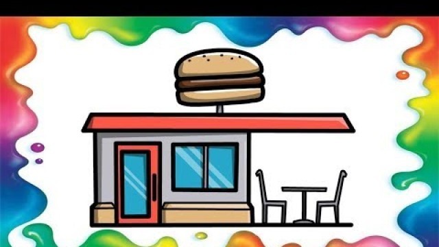 'How to draw a fast food restaurant - step by step, for kids'