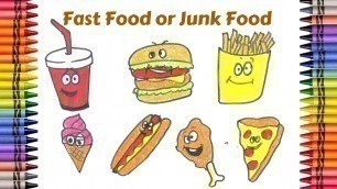 'How to draw Fast Food or Junk Food | Art colors and creativity for kids | Learning How to Paint'