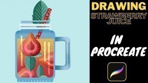 'Strawberry Juice Glass- How To Draw  Food|| ipad procreate drawing tutorial || #Shorts​ (#easy)'