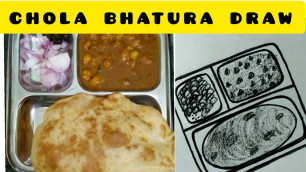 'how to draw food realistic | chola bhatura sketch draw easy| 