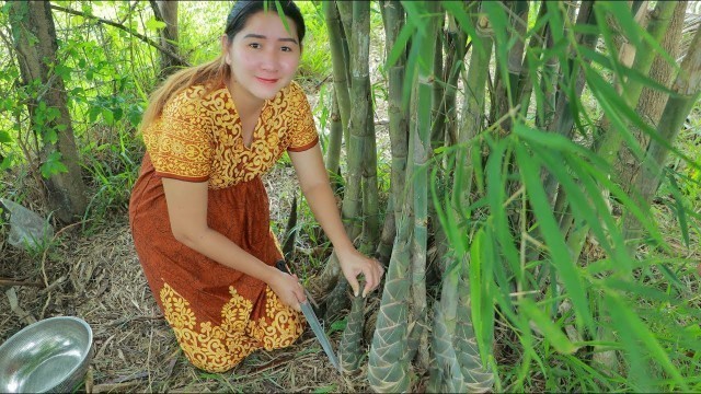 'Yummy Dried Bamboo Shoot Cooking - Dig Bamboo Shoot From Bamboo Tree - Cooking With Sros'