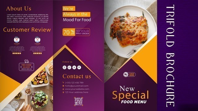 'Food Trifold Brochure Menu Template  PSD Free Download By Raza Studio'