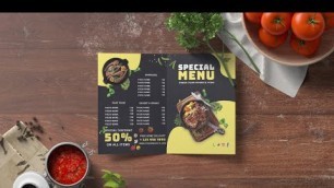 'How to Design Bifold Food Menu Brochure | Adobe Photoshop Tutorial |  Mahmoud Design'