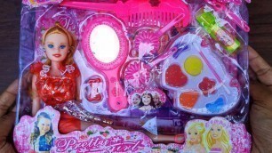 'Pretty Girl Pink Barbie Doll With Makeup Things Unboxing And Review | Hungry Chef'