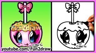 'Cute Candy Apple - How to Draw Halloween Pictures - Easy Food & Desserts Best Fun2draw Kawaii'