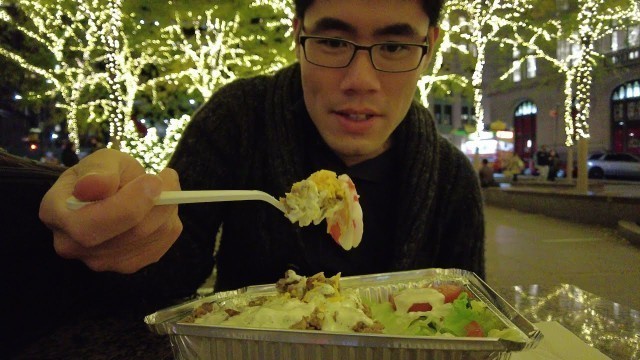 'NYC Lamb Over Rice Halal Food Review from Wall Street Food Cart'