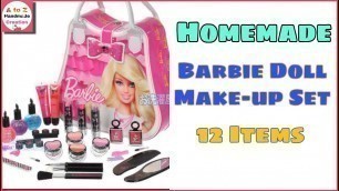 'DIY Barbie doll Makeup Set with paper/how to make homemade Barbie makeup/Barbie doll makeup'