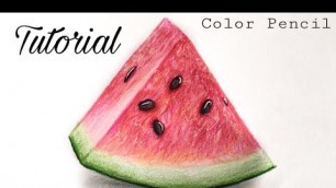 'How To Draw A Watermelon | Colored Pencil Tutorial (Very Easy)'