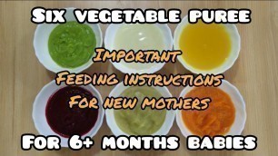 '6 healthy vegetable purees for 6 months baby in tamil/stage 1 homemade weight gain baby food recipes'