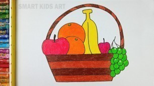 'Fruit Basket Drawing | How To Draw Fruit Basket | Fruits Drawing | Smart Kids Art'