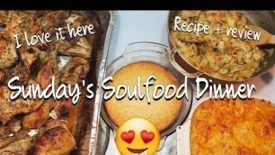 'SUNDAY SOULFOOD DINNER BAKED CHICKEN |MACARONI & CHEESE| CABBAGE | CORNBREAD MUKBANG +RECIPE'