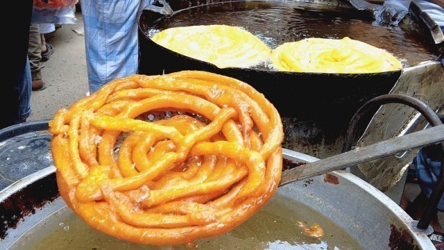 'Biggest Jelabi Making | Shahe Jelabi Jelabir Raja | Bangladeshi Street Food | Food Cart'