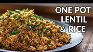 'One Pot Lentil and Rice (Plant Based) | Easy One Pot Vegan Recipes! | Inspired by Lebanese Mujadara'