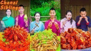 'Outdoor Cooking | Chinese Food Mukbang Eating Challenge |Spicy Braised Mantis Shrimp Seafood Recipes'