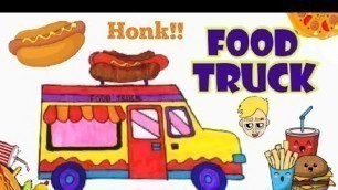 'How to draw a FOOD TRUCK | Hotdog food truck | Very easy drawing | VIP3.0 |'