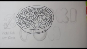 'easy drawing for kids How to draw food Laksa Malaysia food with easy'