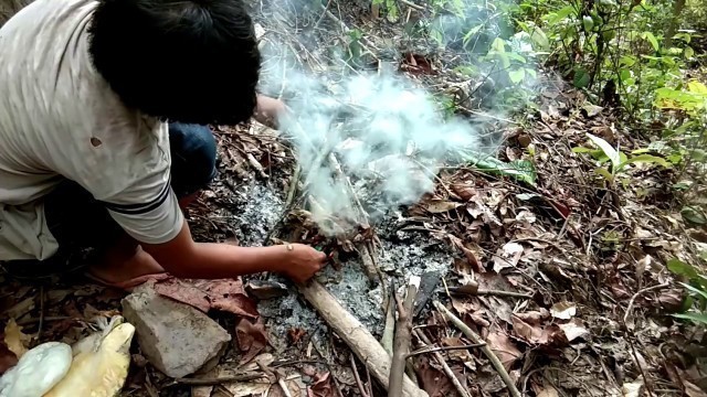 'Mus tua noog haus dej / Primitive technology shoot bird for food'