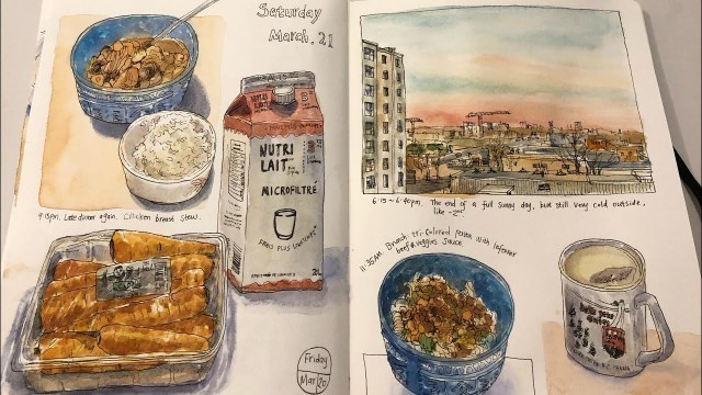 'How to SKETCH Your Meal Fast (Before It Gets Cold)| Pen and Watercolors| 15 Minutes'