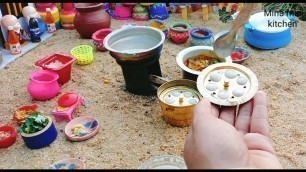 'Miniature Cooking | Sambar Idli Recipe | How To Make Idli Sambar | Mina Mini Kitchen |'