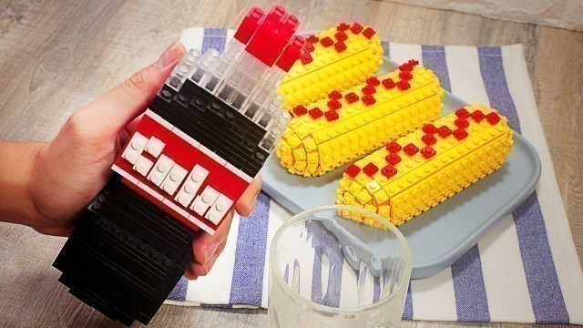 'Stop Motion Cooking - Making Cheesy Fried Hot Dogs From Lego In Real Life ASMR 4K'