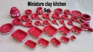 'miniature Clay Kitchen set Unboxing l Mini Food Thoughts l primitive technique handmade kitchen set'