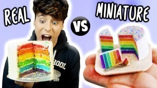 'MINI Food vs. REAL Food 3!!! Spaghetti Bolognese, Nachos & Rainbow Cake'