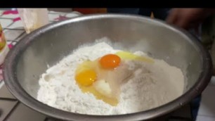 'Chinese  Food -30th day since Wuhan lockdown: add 2 eggs, oil and milk to the flour'