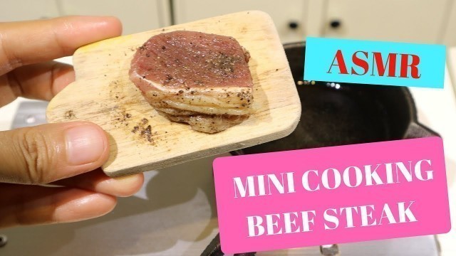 'Miniature Cooking: Beef Steak Recipe  (DIY) (Mini Food) (Cooking Sound) (ASMR)'