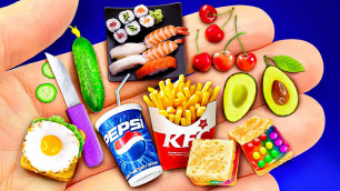 '22 DIY Miniature Food for Dolls: Mini fries, sushi, pepsi, scrambled eggs and more'