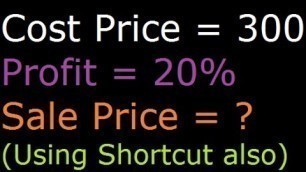 'Find Sale Price when Profit Percentage and Cost Price is given'