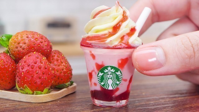 'How to make Miniature Starbuck Strawberry Frappuccino Recipe | ASMR Satisfying Cooking Mini Food'