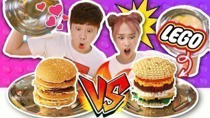 '[레고음식 VS 실제음식] 지니와 강이 랜덤 뽑기 게임 챌린지 LEGO FOOD or REAL FOOD Challenge'