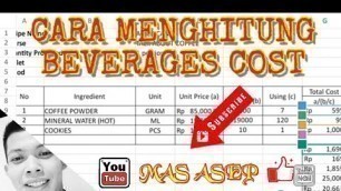 'MENGHITUNG BEVERAGES COST PART 2 PERHITUNGANNYA'