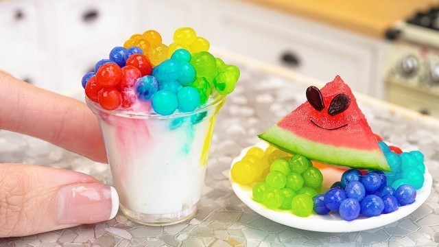 'Satisfying Miniature Rainbow Boba Milk Tea Recipe | ASMR Cooking Mini Food & Satisfying Video'