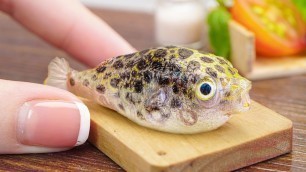 'Awesome Miniature Fried Puffer Fish Recipe | ASMR Cooking Mini Food & Satisfying Video'