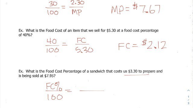 'Intro to Food Cost Percentage'